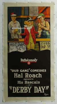 e015 DERBY DAY linen three-sheet movie poster '23 Our Gang, Hal Roach!