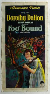 e022 FOG BOUND linen three-sheet movie poster '23 Dorothy Dalton w/rifle!