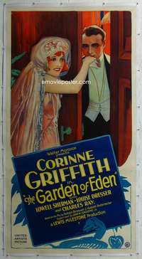 e023 GARDEN OF EDEN linen three-sheet movie poster '28 Corinne Griffith