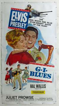 e024 GI BLUES linen three-sheet movie poster '60 Elvis Presley, Juliet Prowse