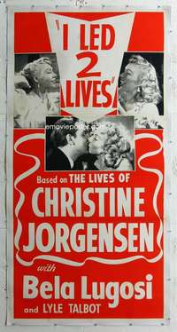 e026 GLEN OR GLENDA linen three-sheet movie poster '53 Ed Wood, I Led 2 Lives!