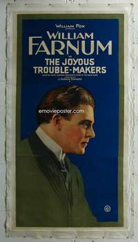 e035 JOYOUS TROUBLE-MAKERS linen three-sheet movie poster '20 William Farnum