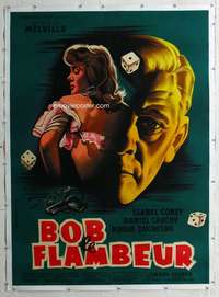 e117 BOB LE FLAMBEUR linen French one-panel movie poster '55 Melville,gambling