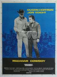 e131 MIDNIGHT COWBOY linen French one-panel movie poster '69 Hoffman, Voight