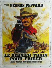 e134 ONE MORE TRAIN TO ROB linen French one-panel movie poster '71 Peppard