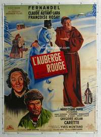 e136 RED INN linen French one-panel movie poster '51 Fernandel, Francois art!