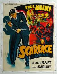 e139 SCARFACE French 1p R50s Howard Hawks, different art of Paul Muni by Constantine Belinsky!