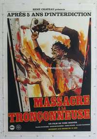 e142 TEXAS CHAINSAW MASSACRE linen French 1p '82 Tobe Hooper classic, different Leatherface art