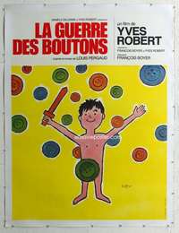 e145 WAR OF THE BUTTONS linen French one-panel movie poster R1980 Jacques Dufilho