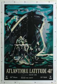 e115 NIGHT TO REMEMBER linen French 30x48 movie poster '58 Titanic!
