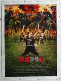 e072 PLATOON linen German 33x46 movie poster '86 Oliver Stone, Sheen