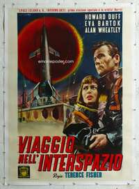 e107 SPACEWAYS linen Italian one-panel movie poster 1959 Hammer sci-fi, Duff