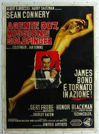 e085 GOLDFINGER linen Italian two-panel movie poster '64 Connery as James Bond
