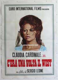 e087 ONCE UPON A TIME IN THE WEST linen Italian two-panel movie poster '68