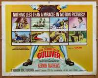 f029 3 WORLDS OF GULLIVER half-sheet movie poster '60 Ray Harryhausen