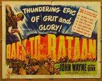 f060 BACK TO BATAAN style B half-sheet movie poster '45 John Wayne, Quinn