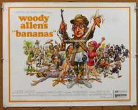 f064 BANANAS half-sheet movie poster '71 Woody Allen, Jack Davis art!