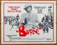 f100 BURN half-sheet movie poster '70 Marlon Brando, Gillo Pontecorvo