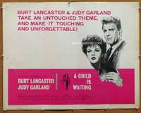 f124 CHILD IS WAITING half-sheet movie poster '63 Lancaster, Judy Garland