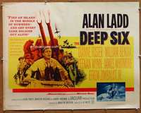 f156 DEEP SIX half-sheet movie poster '58 Alan Ladd, William Bendix, WWII