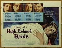 f166 DIARY OF A HIGH SCHOOL BRIDE half-sheet movie poster '59 AIP bad girl
