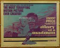 f167 DIARY OF A MADMAN half-sheet movie poster '63 Vincent Price, horror!