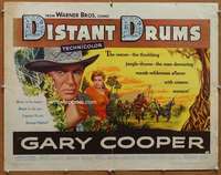 f169 DISTANT DRUMS half-sheet movie poster '51 Gary Cooper, Mari Aldon