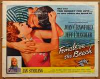 f189 FEMALE ON THE BEACH style B half-sheet movie poster '55 Joan Crawford