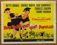 f252 HOW TO BE VERY, VERY POPULAR half-sheet movie poster '55 Betty Grable