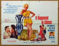 f266 IT HAPPENED IN ATHENS half-sheet movie poster '62 Jayne Mansfield