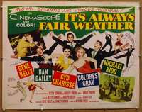 f270 IT'S ALWAYS FAIR WEATHER green half-sheet movie poster '55 Charisse
