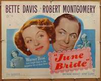 f275 JUNE BRIDE half-sheet movie poster '48 Bette Davis, Robert Montgomery