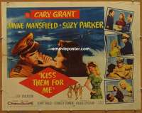 f283 KISS THEM FOR ME half-sheet movie poster '57 Cary Grant, Suzy Parker