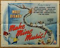 f315 MAKE MINE MUSIC style B half-sheet movie poster '46 Disney, piano!
