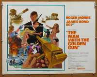 f324 MAN WITH THE GOLDEN GUN half-sheet movie poster '74 Moore as Bond!