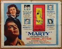 f329 MARTY style B half-sheet movie poster '55 Delbert Mann, Ernest Borgnine