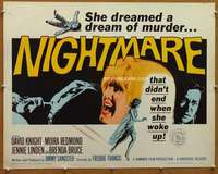 f371 NIGHTMARE half-sheet movie poster '64 Hammer, English horror!