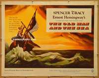 f376 OLD MAN & THE SEA half-sheet movie poster '58 Spencer Tracy, Hemingway