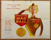 f382 OPERATION MAD BALL style B half-sheet movie poster '57 Jack Lemmon