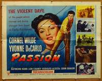 f391 PASSION style B half-sheet movie poster '54 Cornel Wilde, De Carlo