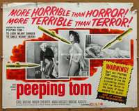 f397 PEEPING TOM half-sheet movie poster '62 Michael Powell classic!