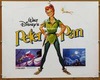 f399 PETER PAN half-sheet movie poster R82 Walt Disney classic!