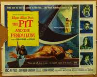 f403 PIT & THE PENDULUM half-sheet movie poster '61 cool different image!