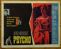 f412 PSYCHO rare style B half-sheet movie poster '60 Leigh, Hitchcock