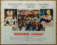 f415 RAINTREE COUNTY rare style B half-sheet movie poster '57 Liz Taylor