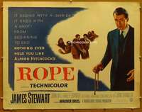 f430 ROPE half-sheet movie poster '48 James Stewart, Alfred Hitchcock