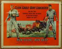f434 RUN SILENT, RUN DEEP style B half-sheet movie poster '58 Clark Gable