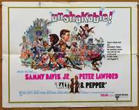 f435 SALT & PEPPER half-sheet movie poster '68 Sammy Davis, Jack Davis art!
