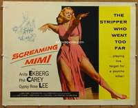 f437 SCREAMING MIMI style A half-sheet movie poster '58 sexy Anita Ekberg!