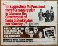 f440 SEVEN DAYS IN MAY half-sheet movie poster '64 Burt Lancaster, Douglas